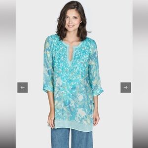 Aqua Floral Women's Tunic Top